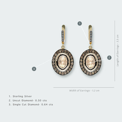 Jareme Oval Hanging Uncut Diamond Earrings