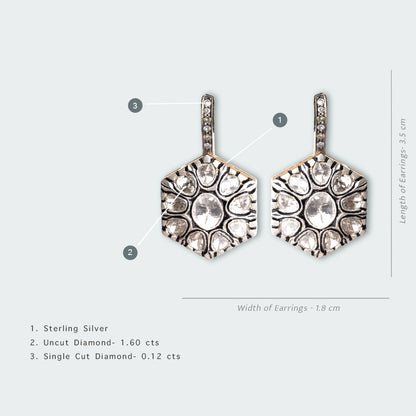 Ray Hexagon Uncut Diamond Earrings