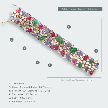 Abelia Colourful Uncut Diamond Bracelet