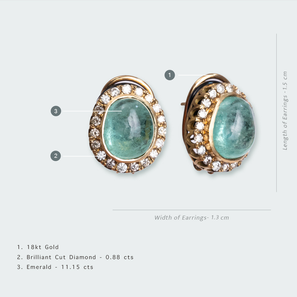 Emerald Cabochon Studs