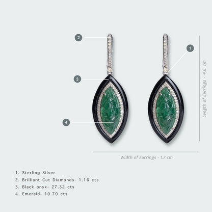 Asta Black Onyx and Emerald Earrings