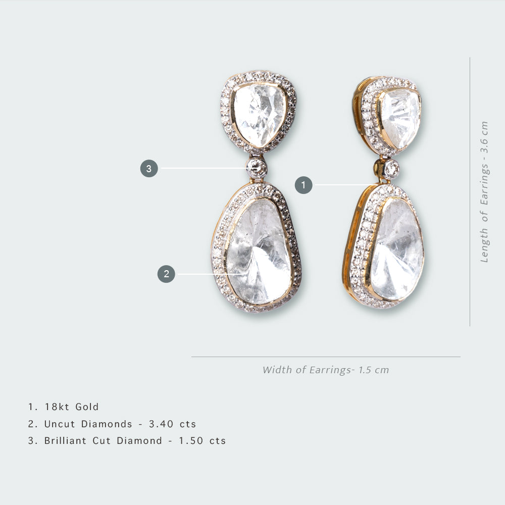 18kt Gold Starlight Uncut Diamond Earrings