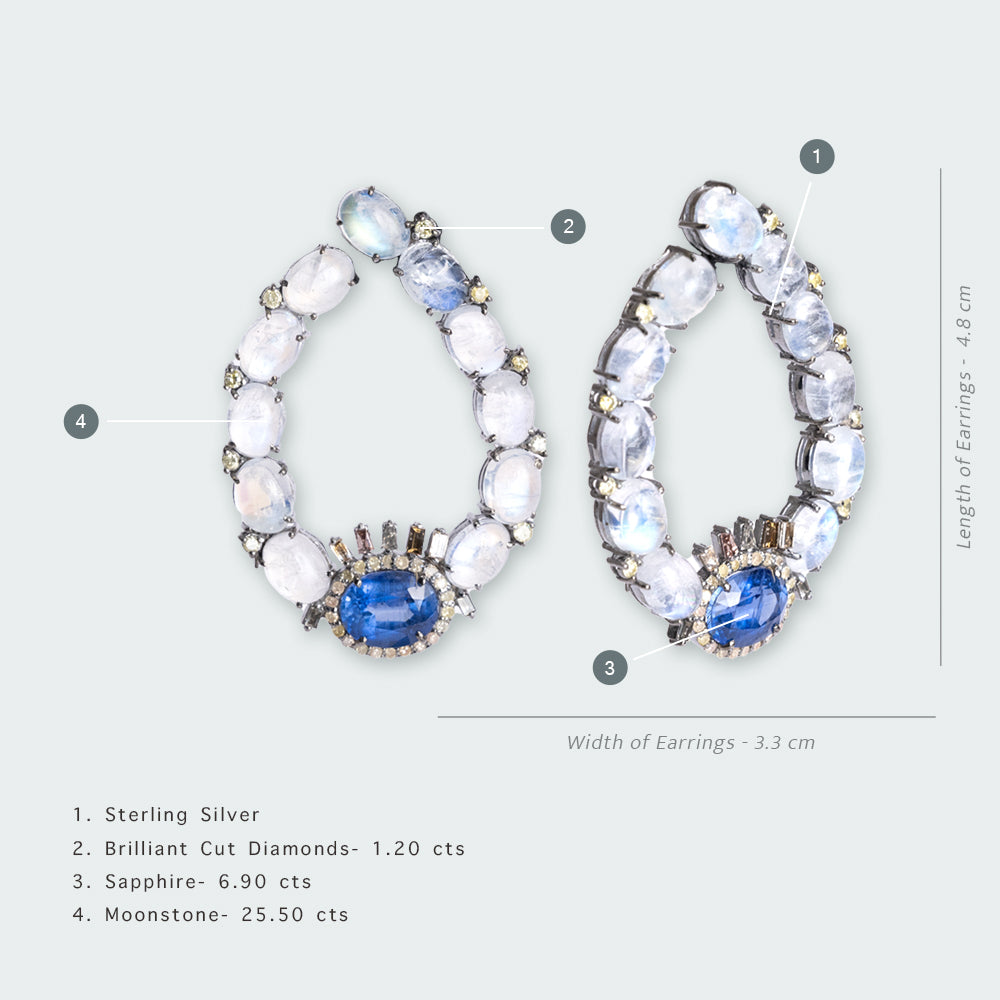 Albinia Sapphire and Moonstone Earrings