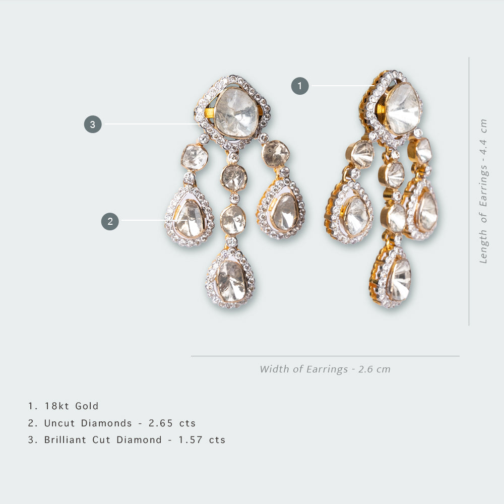 18kt Gold Elan Uncut Diamond Earrings