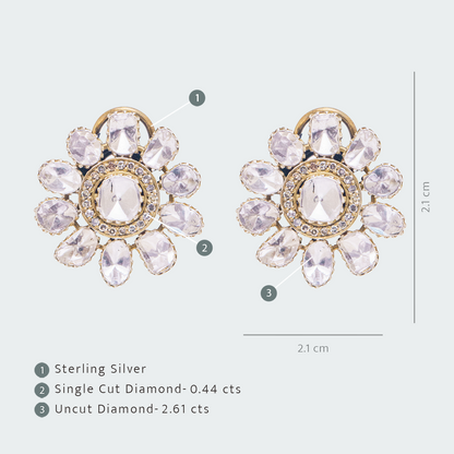 Willow Uncut Diamond Flower Earrings