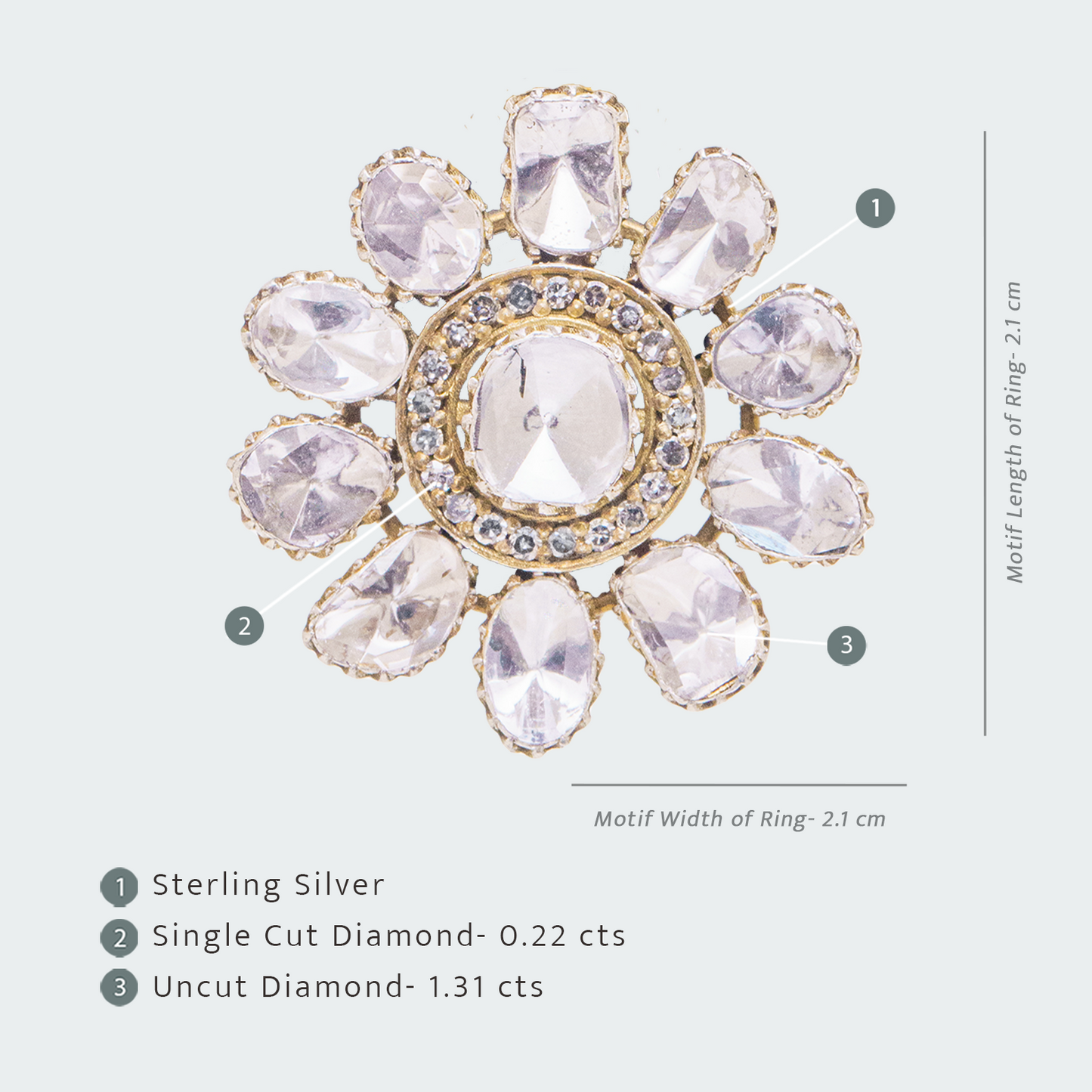 Willow Uncut Diamond Flower Ring