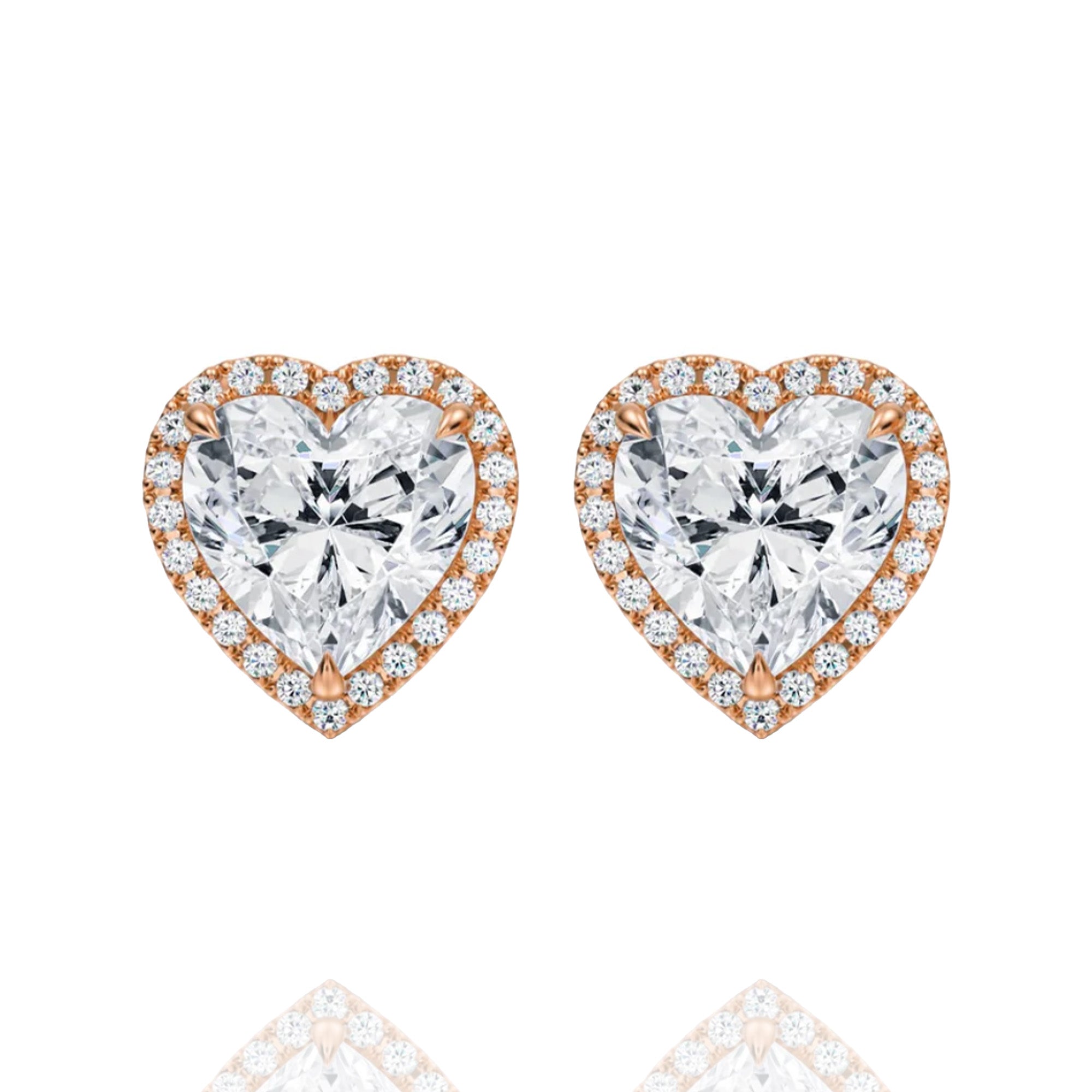 classic halo Heart lab grown solitaire earrings