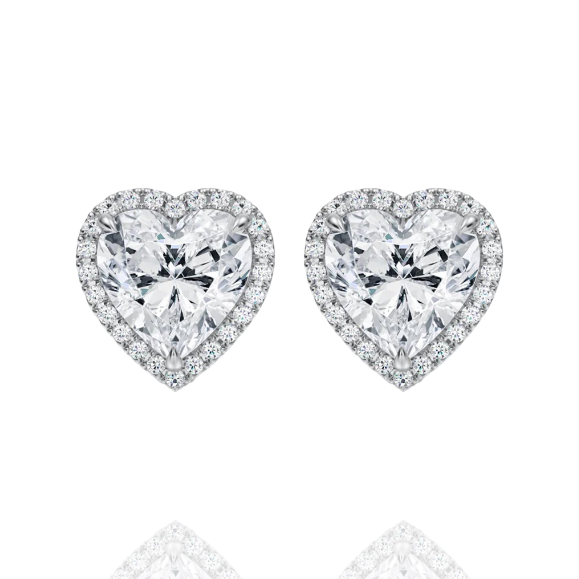 classic halo Heart lab grown solitaire earrings