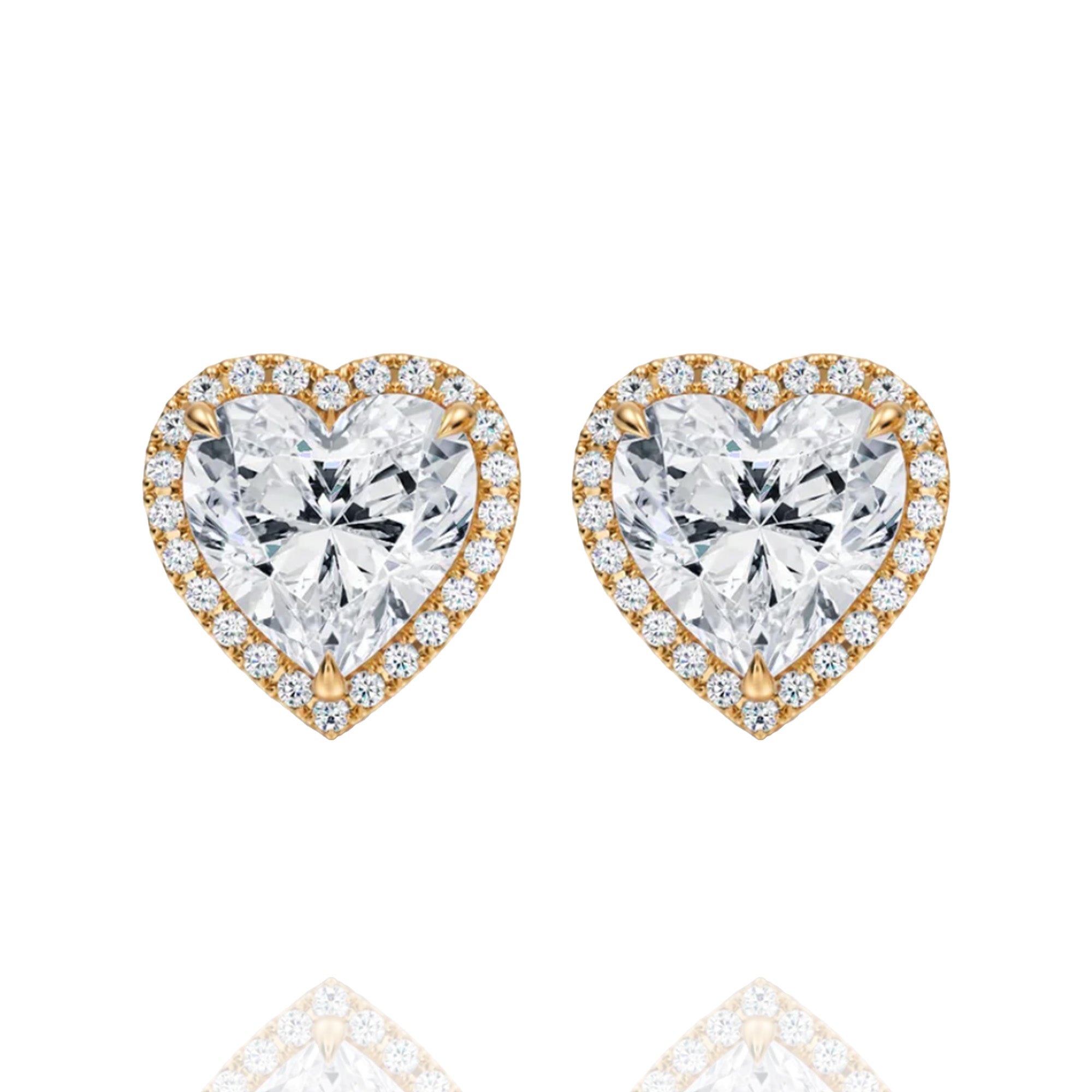classic halo Heart lab grown solitaire earrings