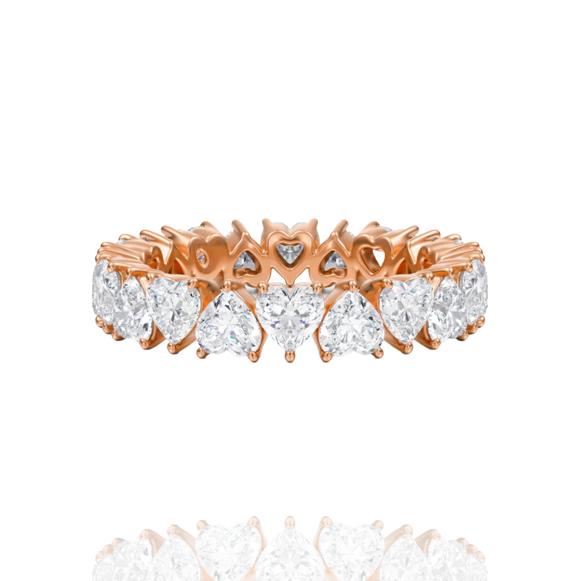 classic Heart lab grown solitaire eternity band