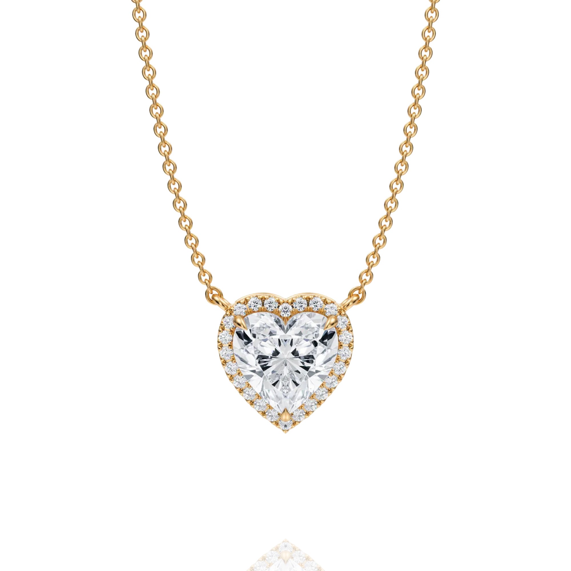 Classic Heart Lab Grown Solitaire Pendant with Halo