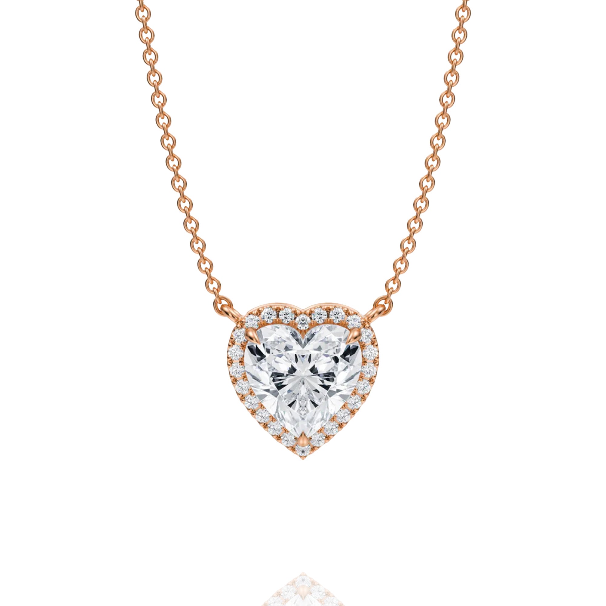 Classic Heart Lab Grown Solitaire Pendant with Halo