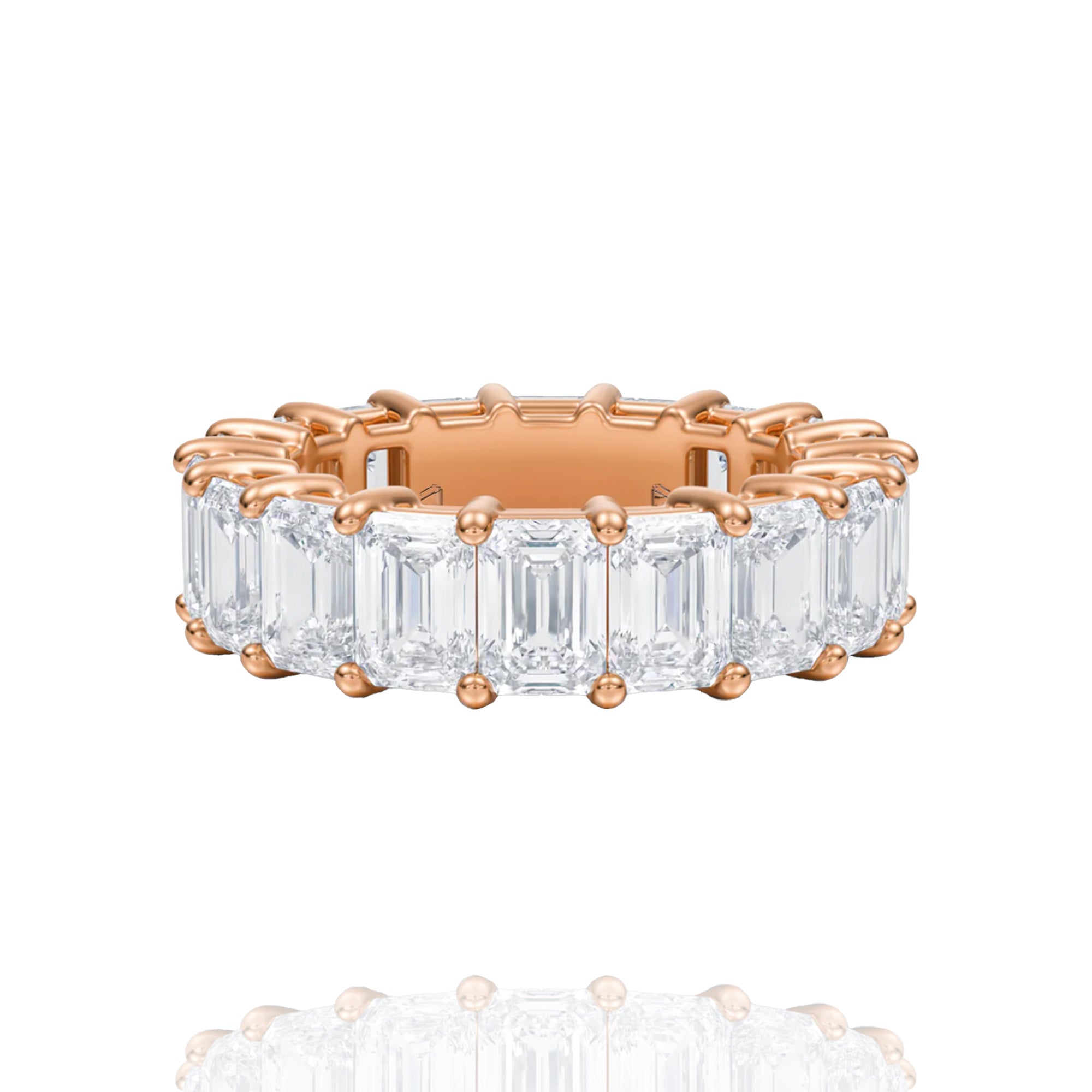 classic emerald  lab grown solitaire eternity band