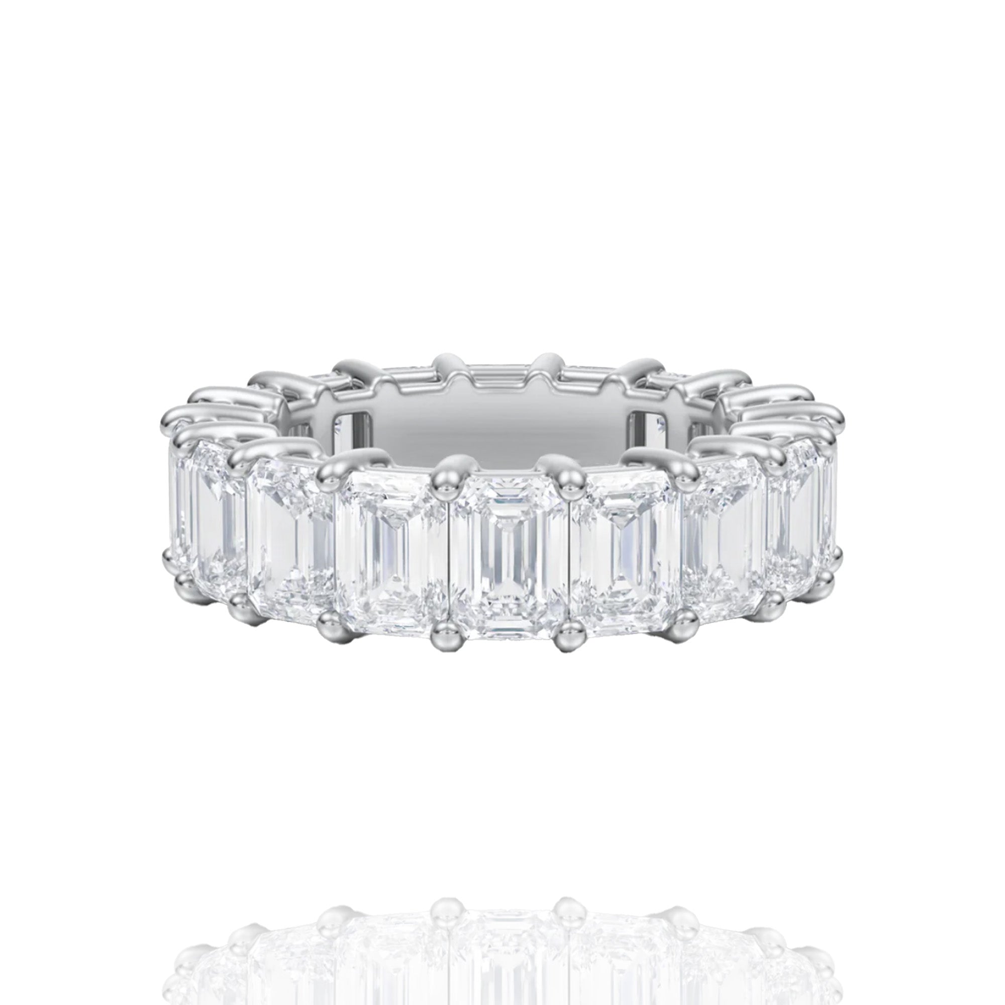 classic emerald  lab grown solitaire eternity band