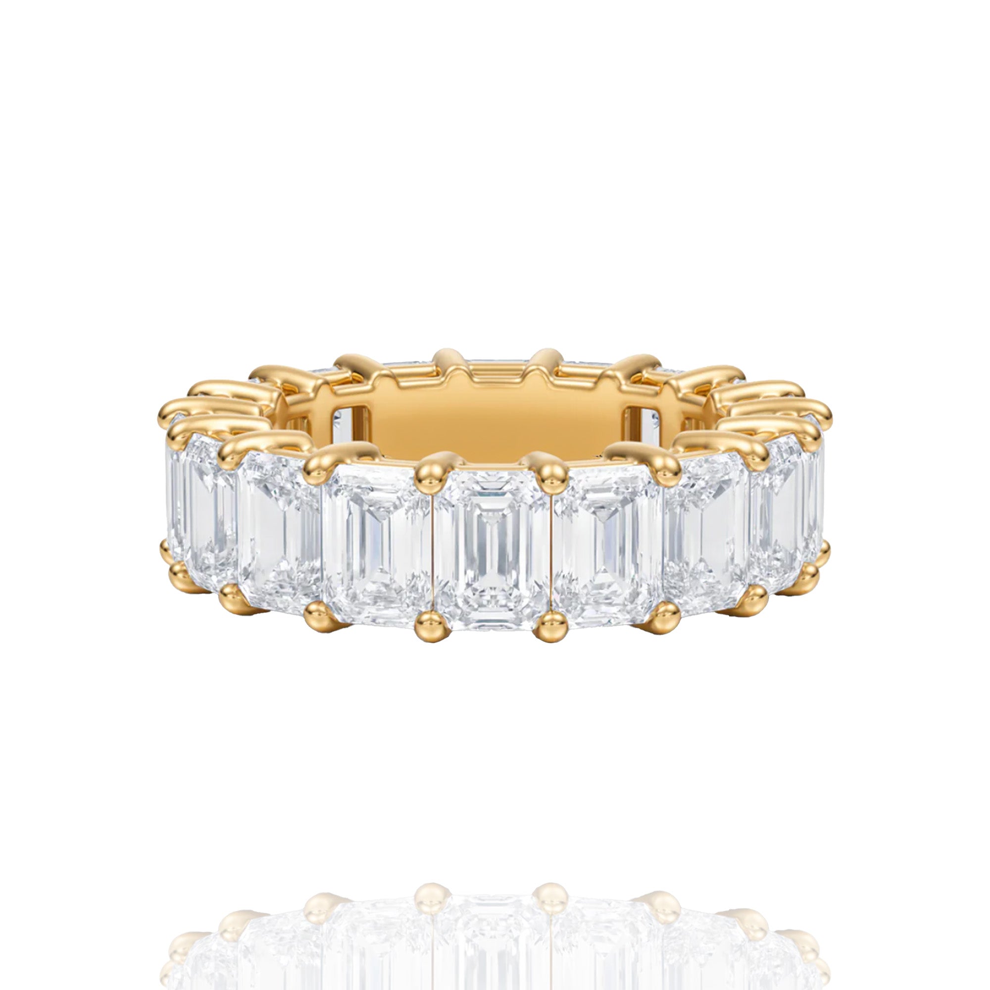 classic emerald  lab grown solitaire eternity band