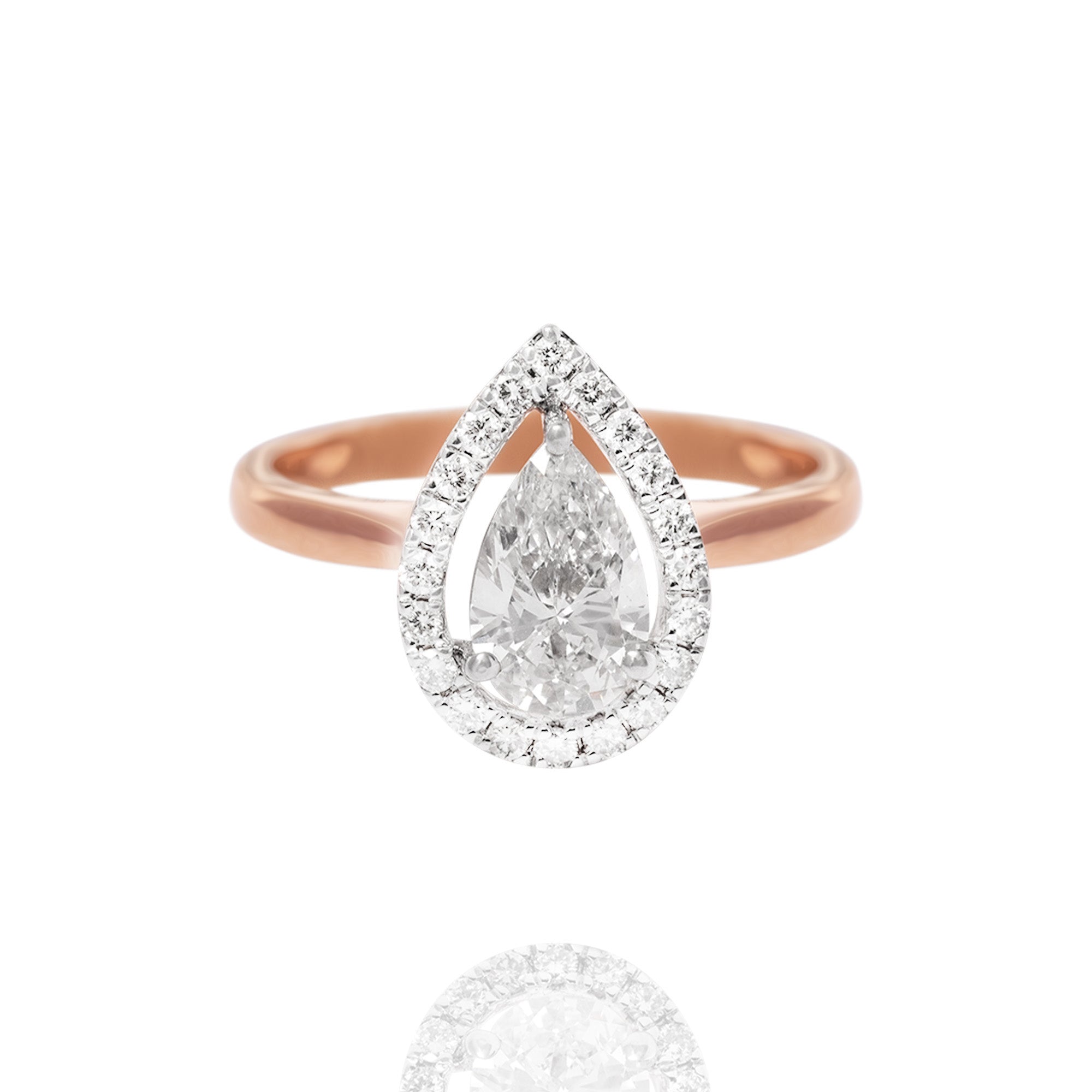 Halo Drop Lab Solitaire Diamond Ring