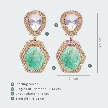 Zora Emerald Uncut Diamond Earrings