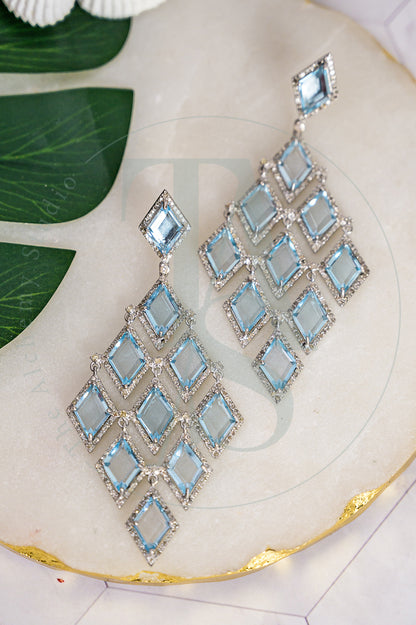 Diamante Blue Topaz Waterfall Earrings