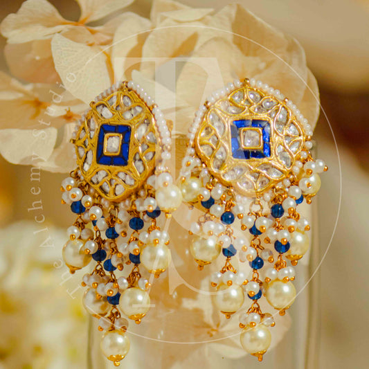 22kt Gold Blue Moon Uncut Diamond Earrings