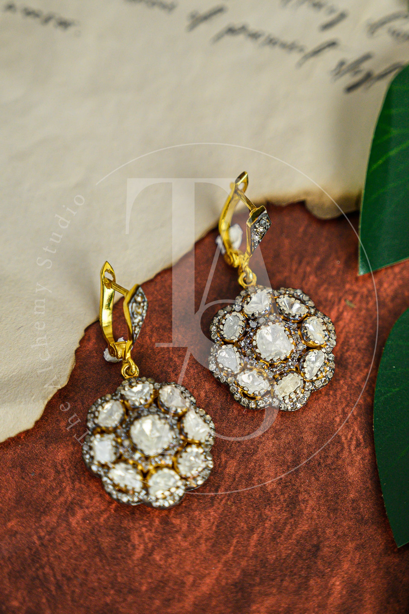 Mini Drop Uncut Diamond Flower Earrings