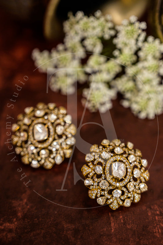 18kt Gold Saira Victorian Uncut Diamond Earrings