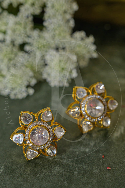 18kt Gold Mini Starre Uncut Diamond Earrings