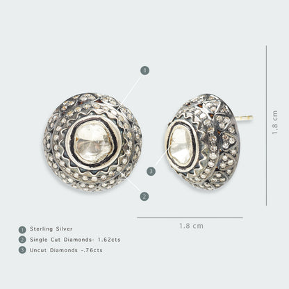 Cherry Blossom Dome Uncut Diamond Earrings
