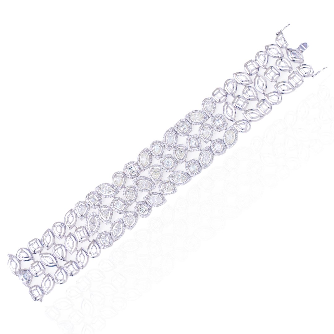 3 Layer Fancy Shape Diamond Bracelet