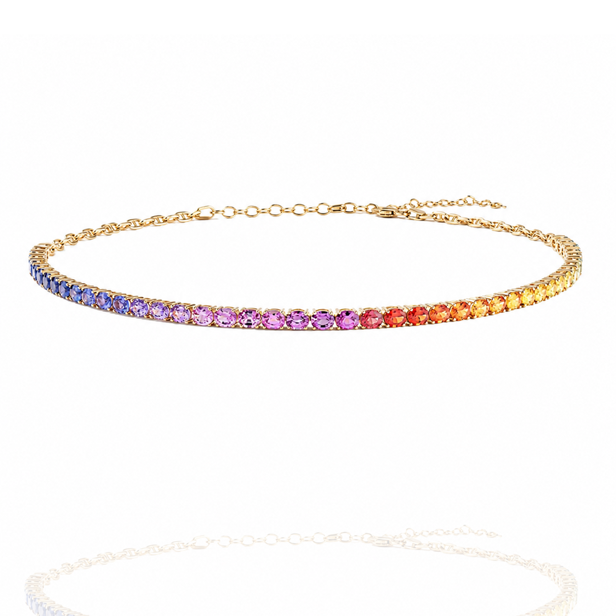 Gold bracelet with colorful gemstones on a white background in india
