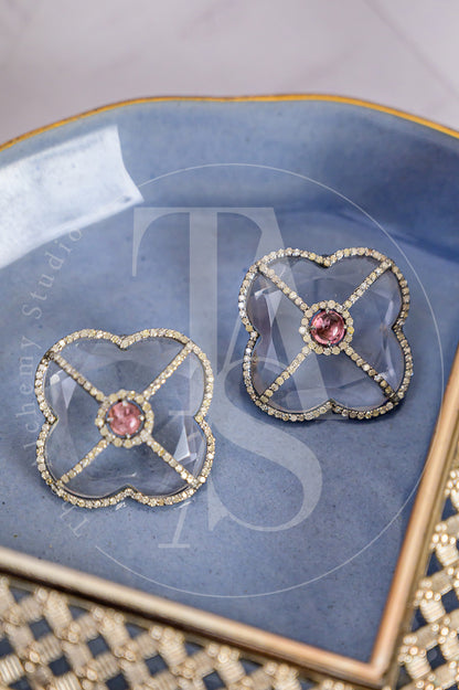 Dovey Ruby and Crsytal Earrings