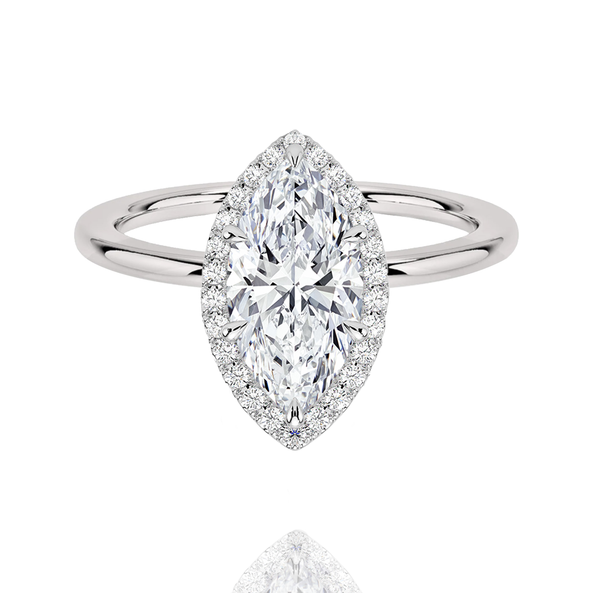 Classic Halo Marqise Lab Grown Ring