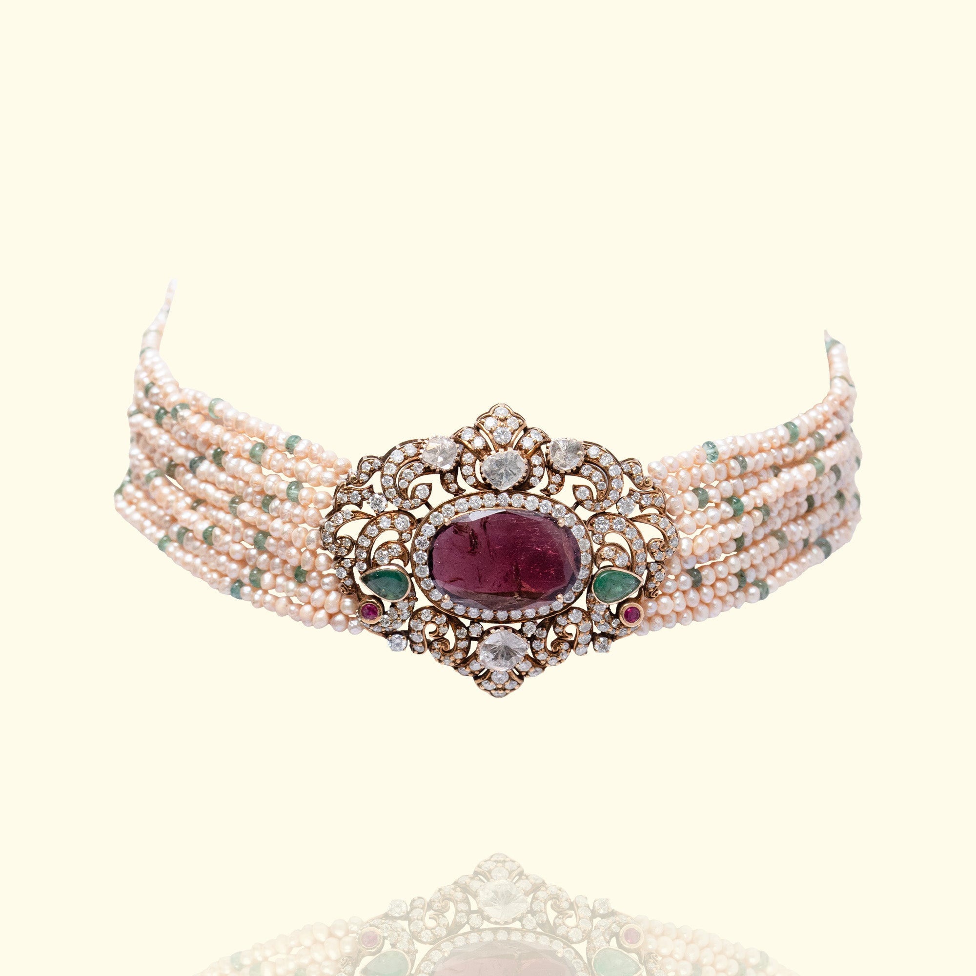 Tourmaline diamond gold choker, luxury handcrafted fine jewellery, statement choker for women