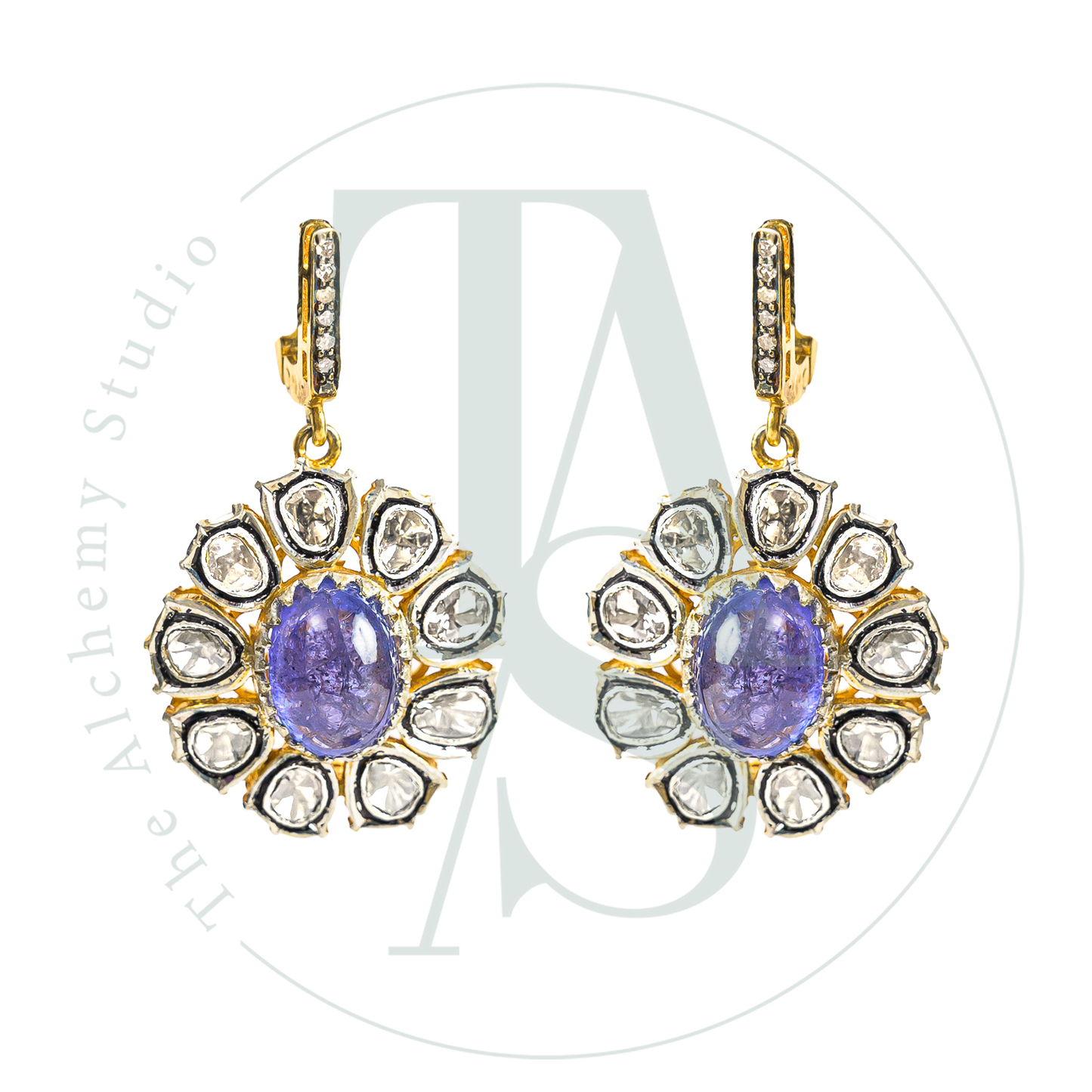 Arya Tanzanite Uncut Diamond Earrings