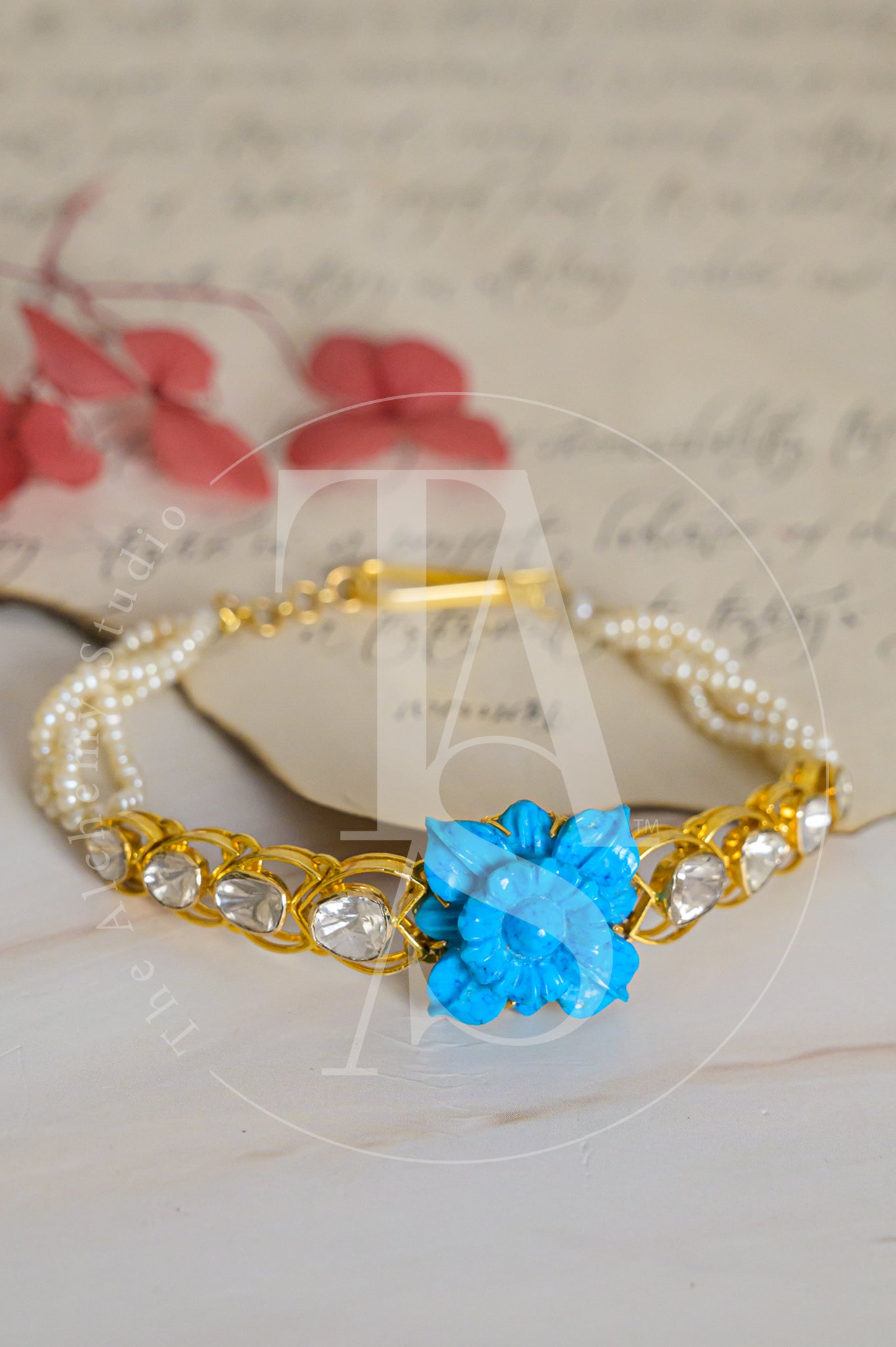 Daivi Turquoise and Polki Bracelet