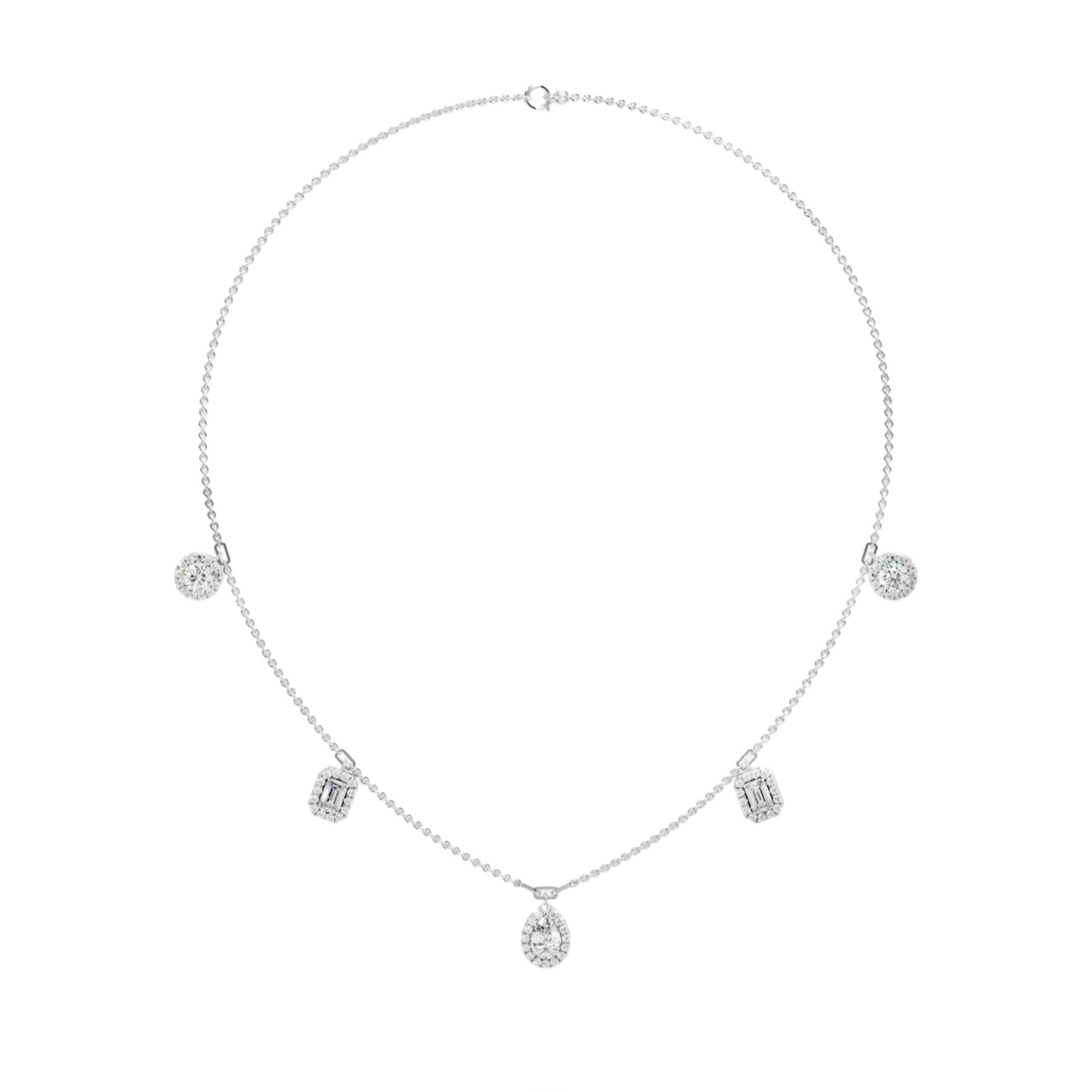 Lab-Grown Solitaire Halo Amour Necklace
