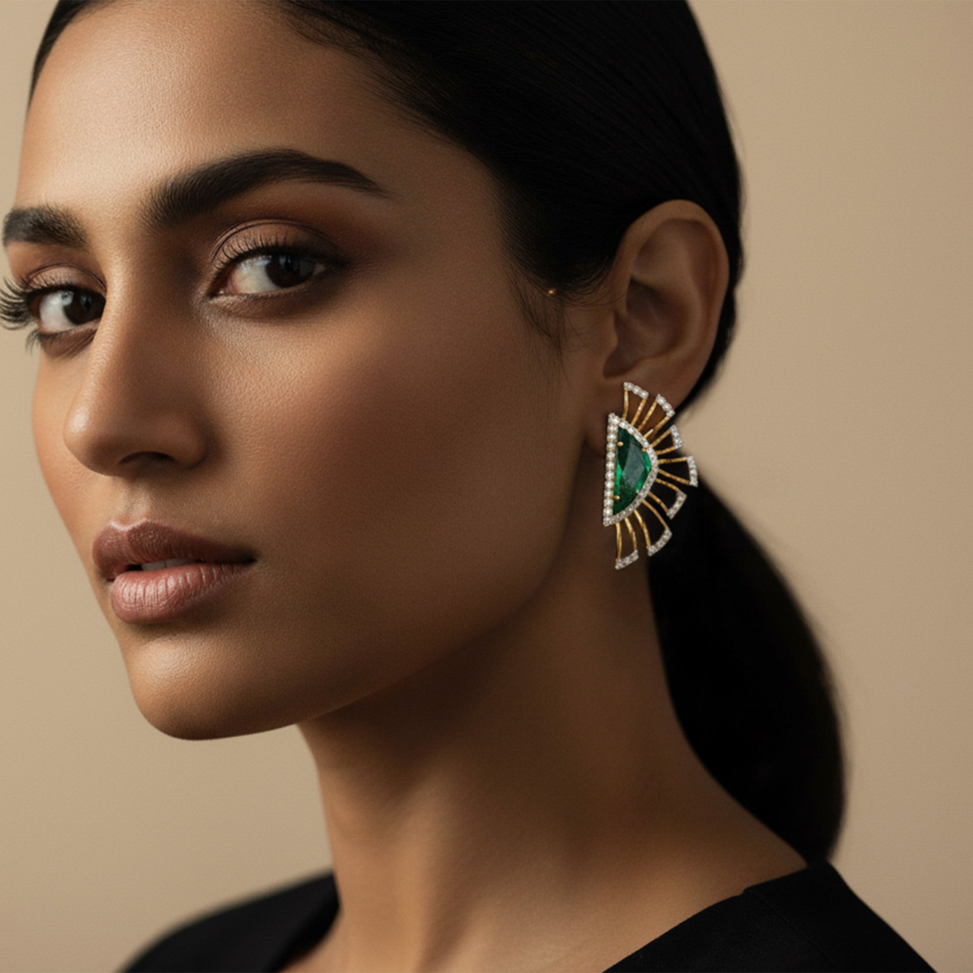 Celosia Emerald Diamond Earrings
