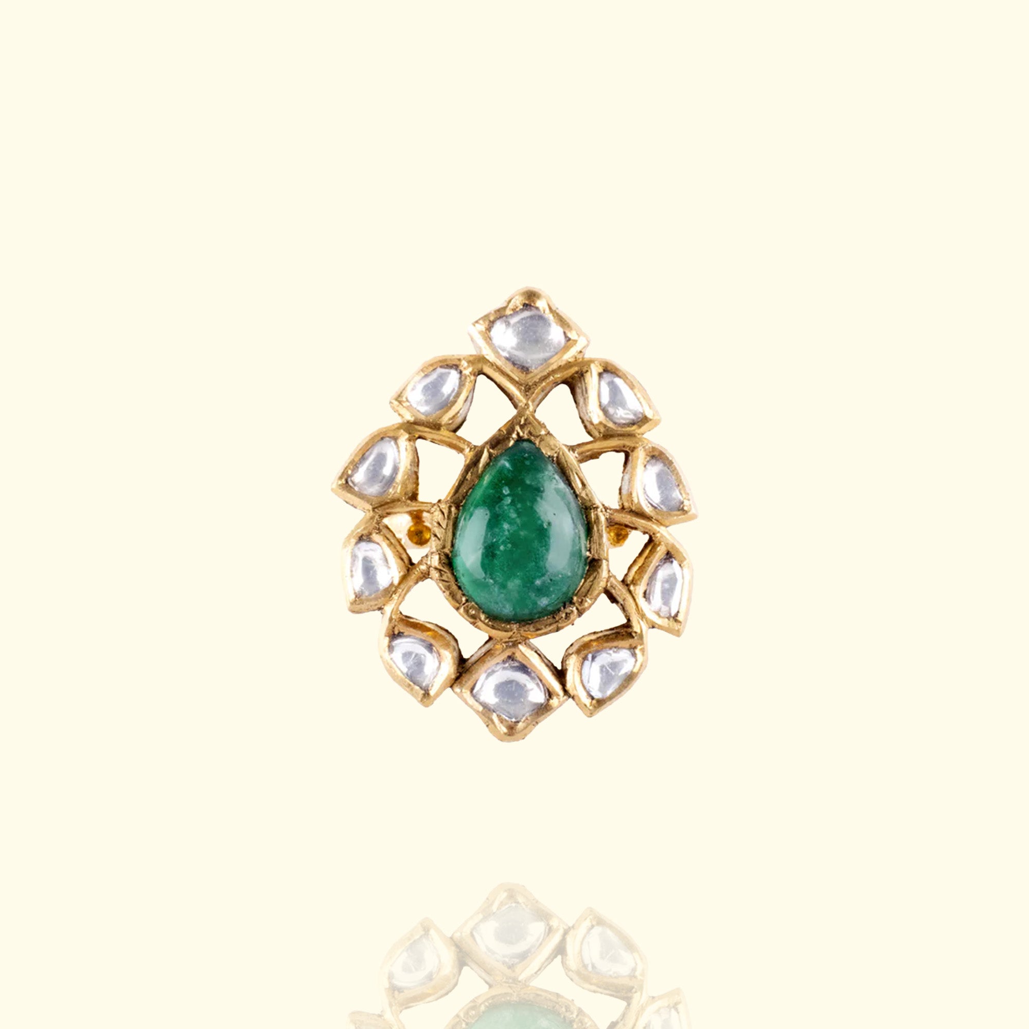 Hayat Emerald Polki Ring