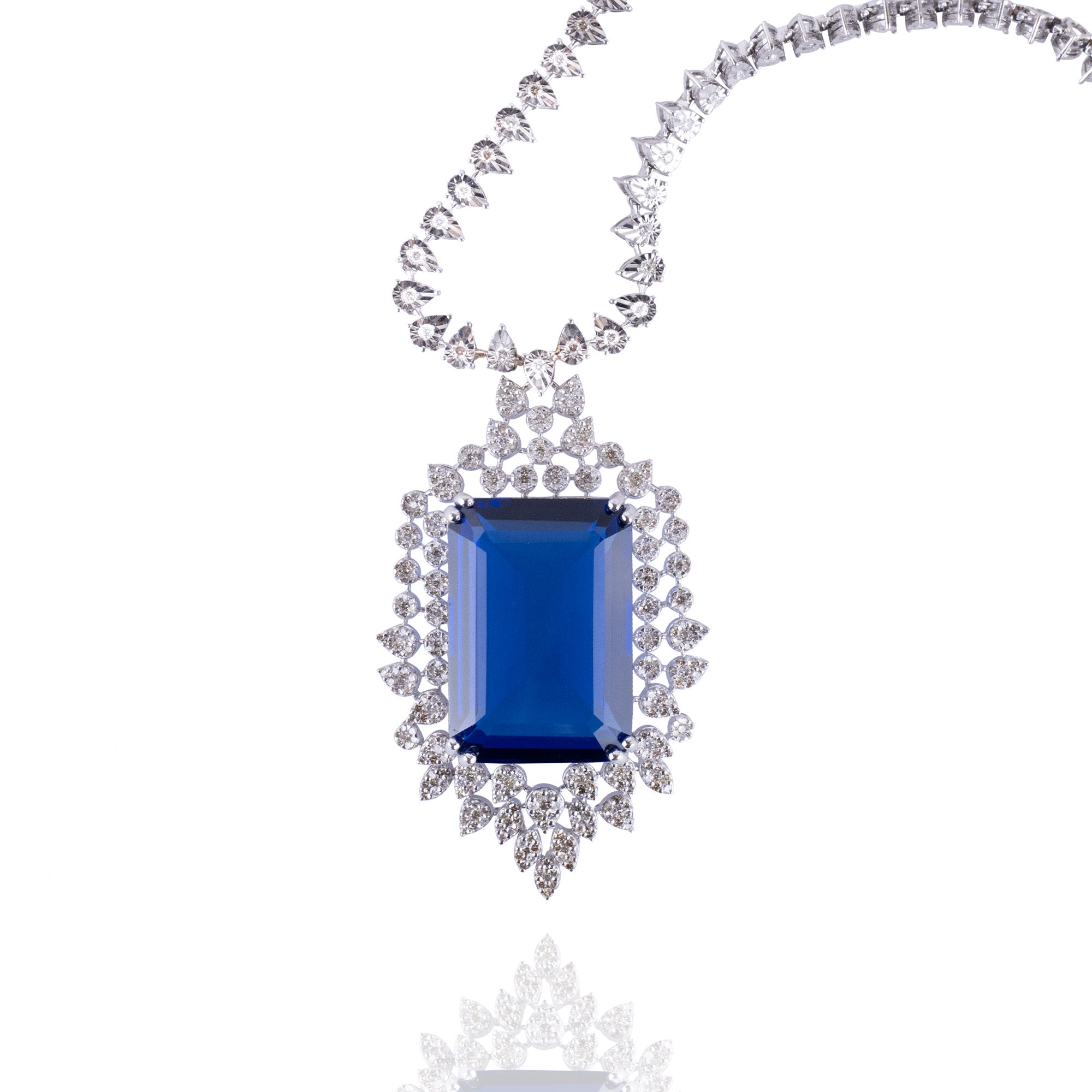 Evy Blue Coloured Stone Diamond Pendant