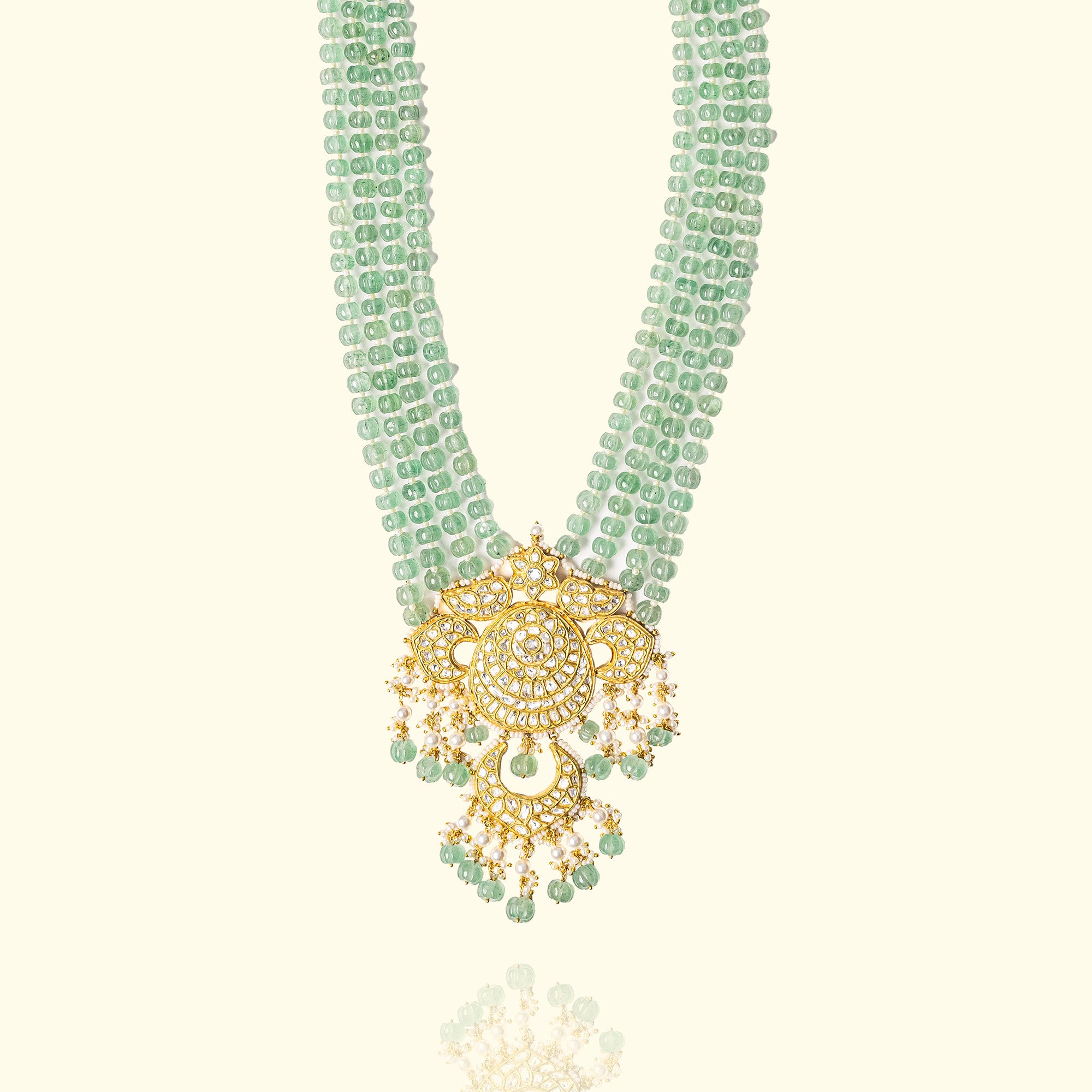 Yahvi Peacock Emerald Polki Pendant