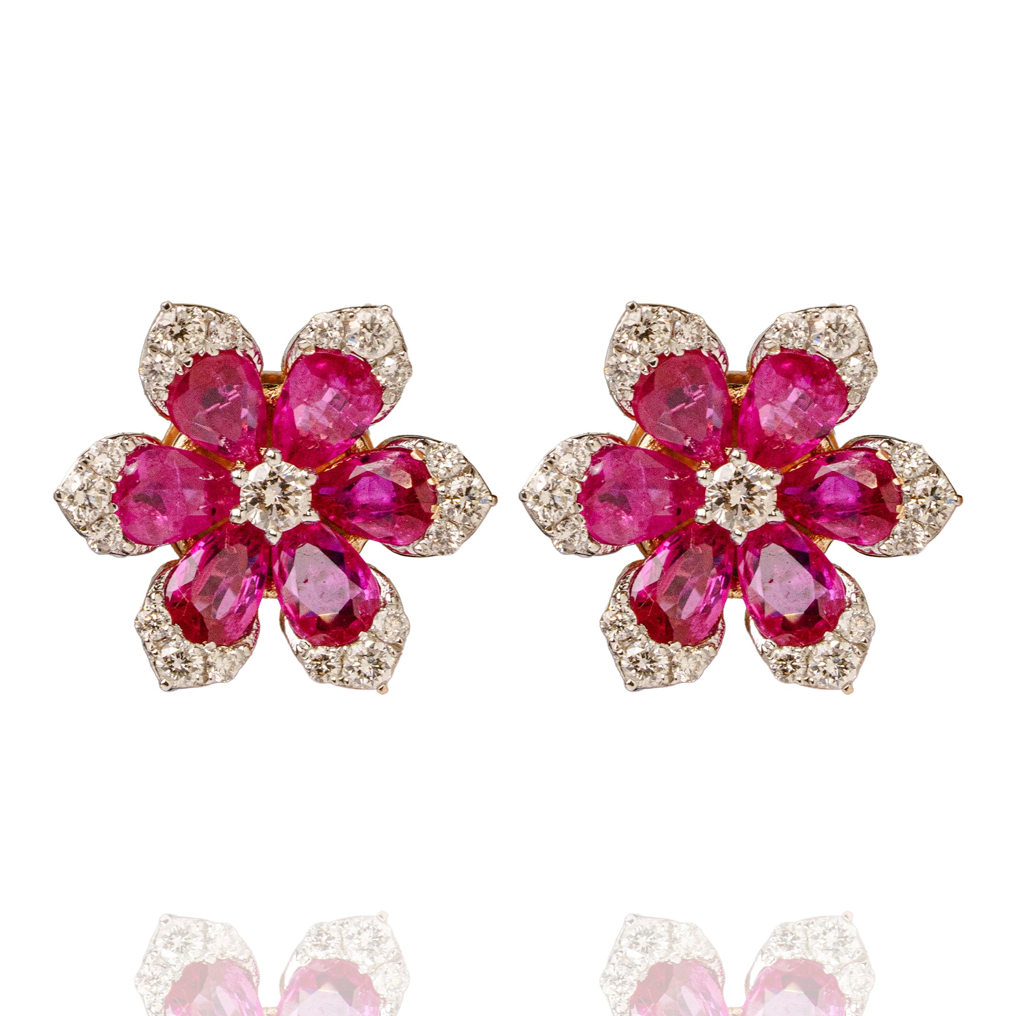 Mini Fiora Ruby Diamond Earrings