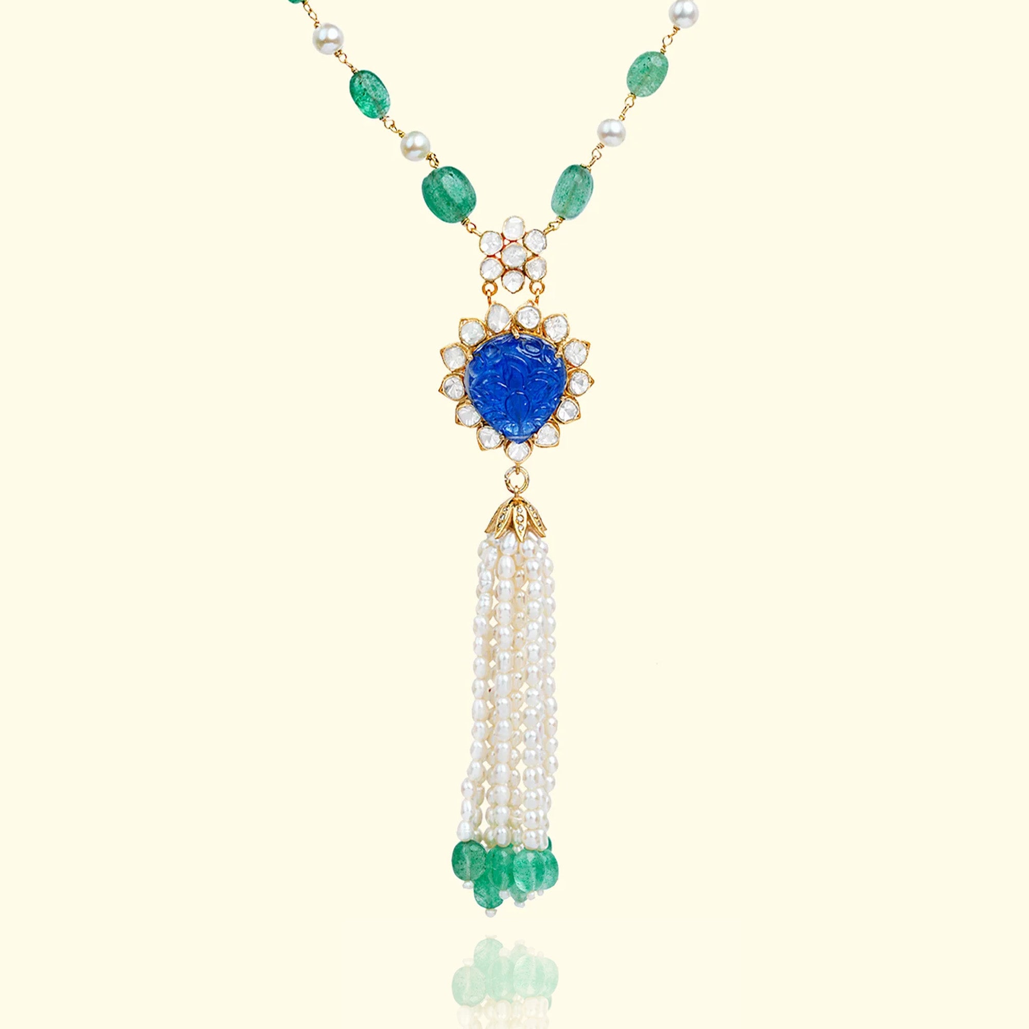 Marella Tanzanite Russian Emerald Polki Pendant