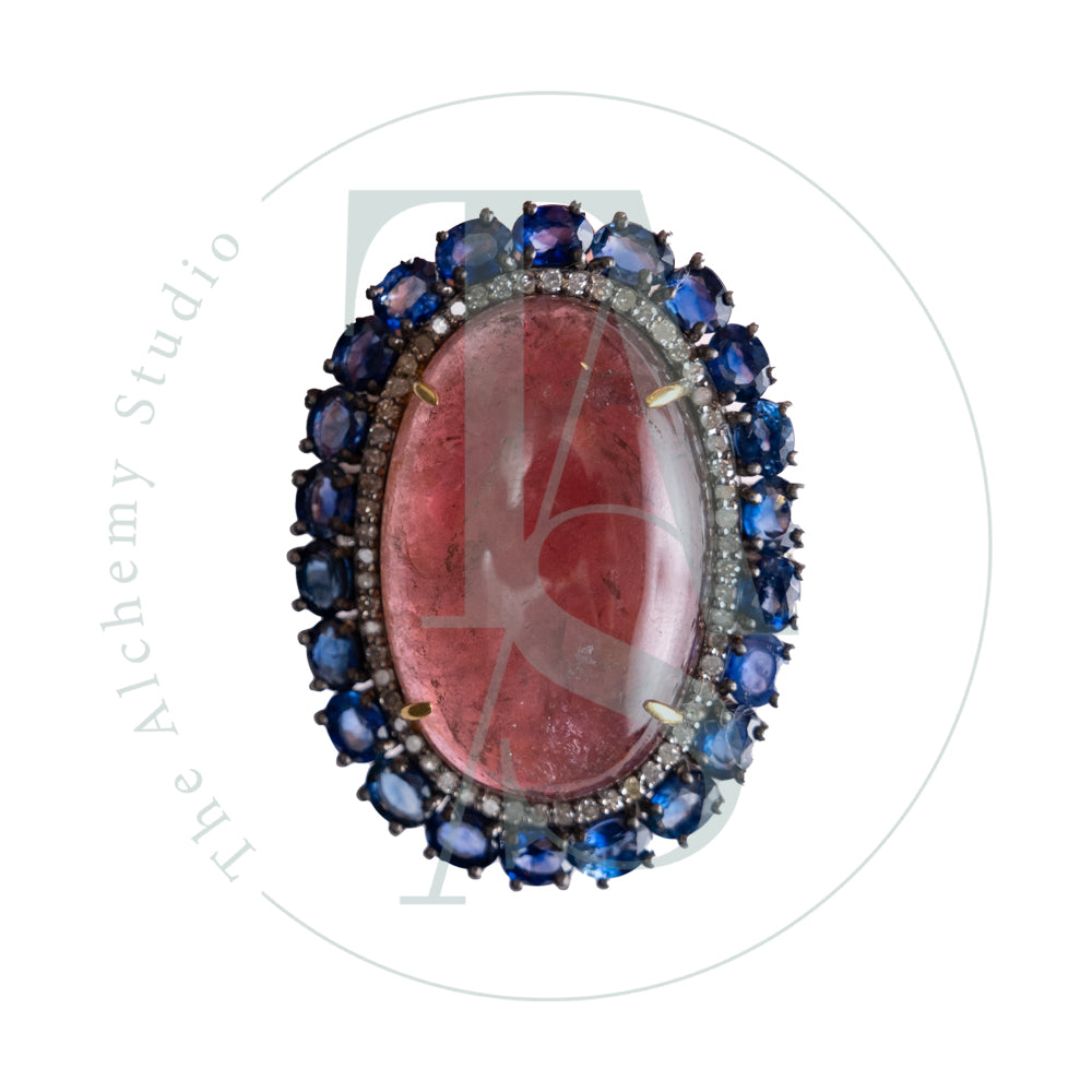 Cian Blue Sapphire and Tourmaline Ring