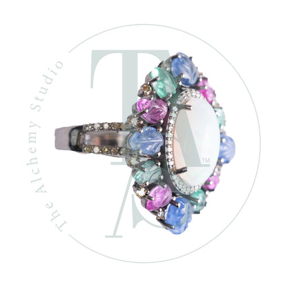 Delphi Opal and Tourmaline Ring