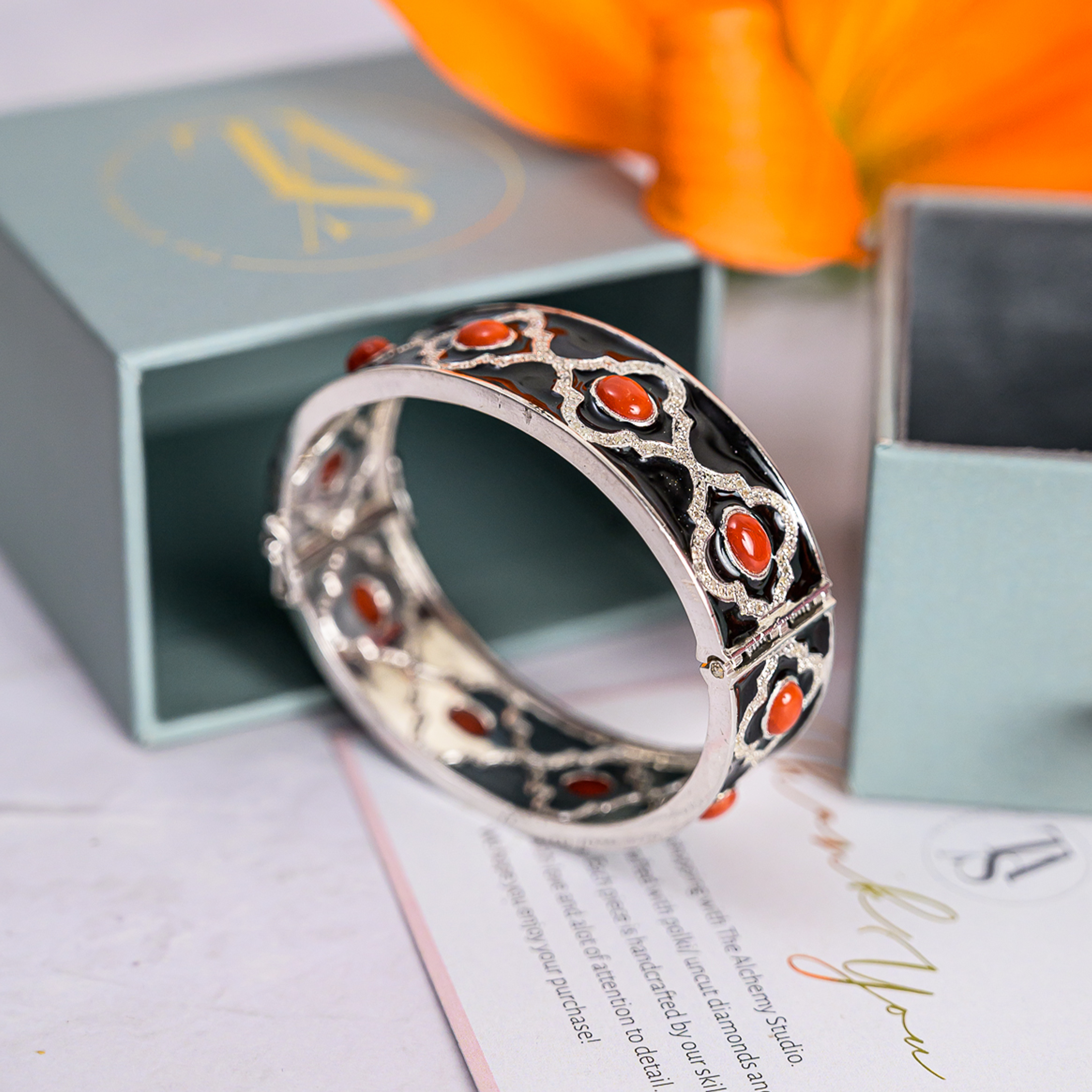 Clover Diamond Coral Cuff