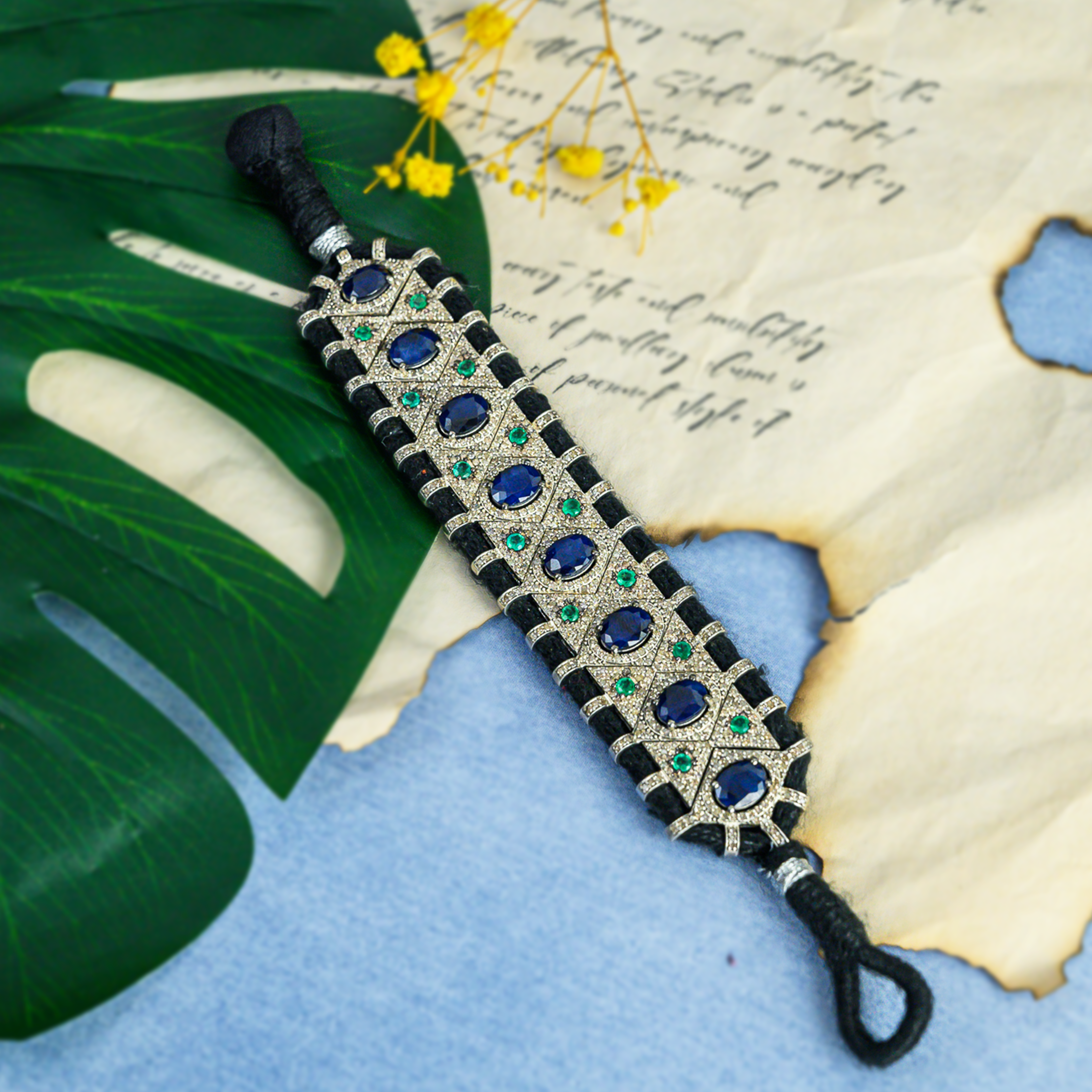 Zaryan Diamond Emerald Sapphire Bracelet