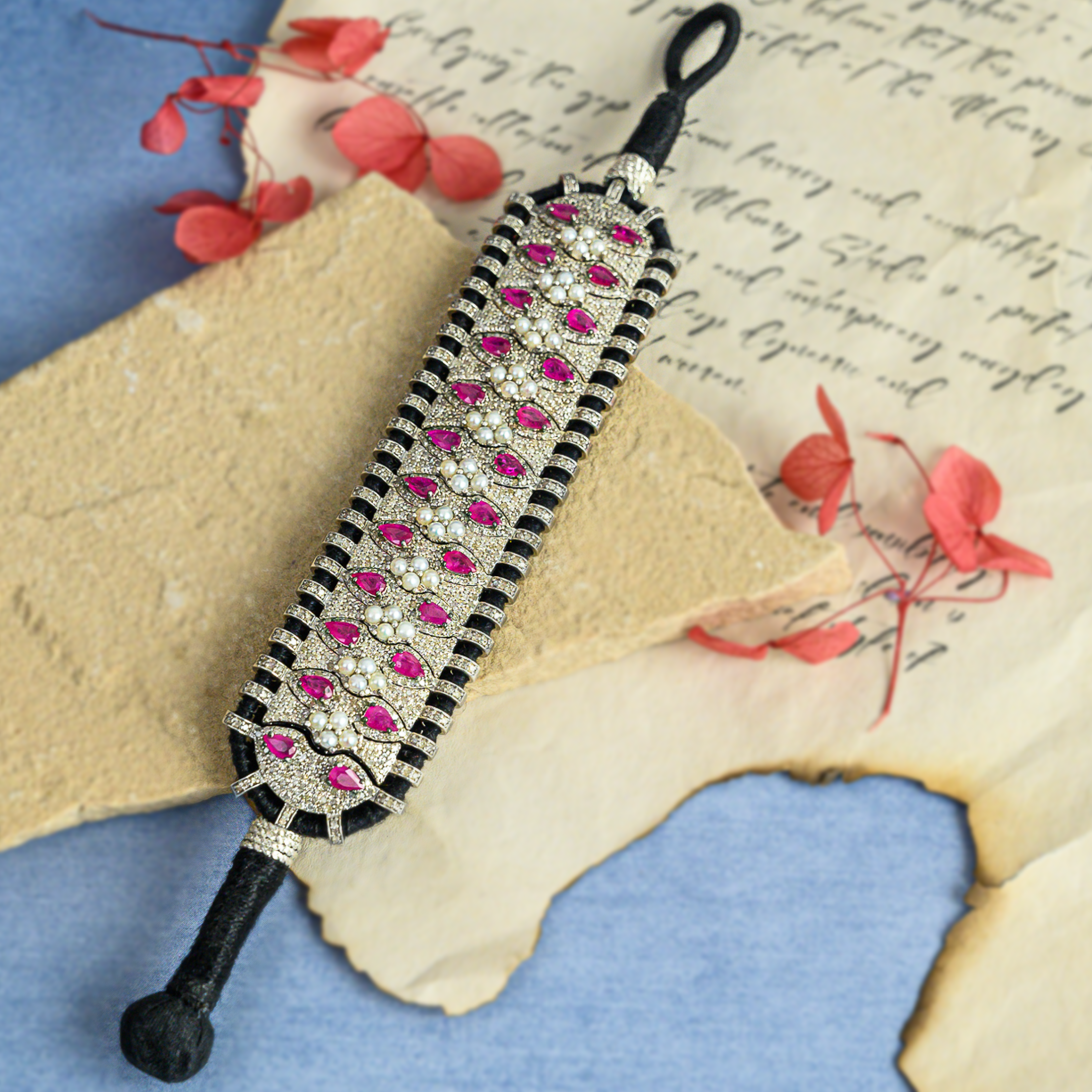 Jesse Diamond Ruby japanese freshwater pearls Bracelet