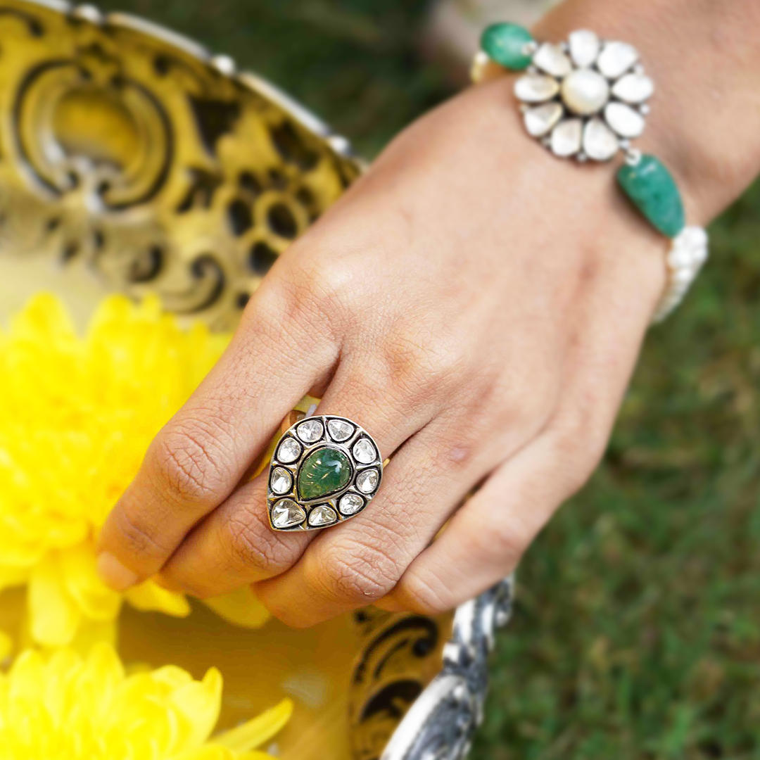 Victorian Polki Emerald Ring