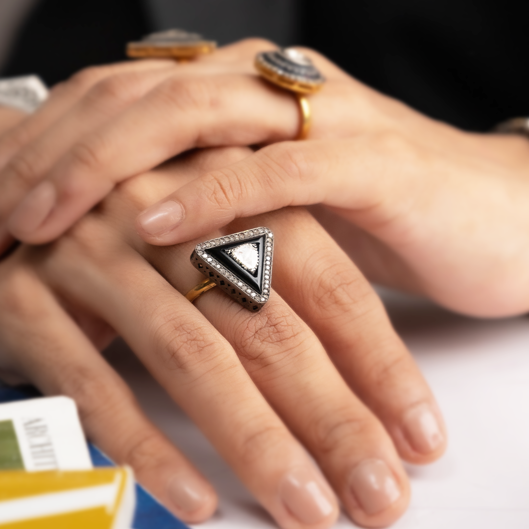 Allete Polki Black Onyx Ring