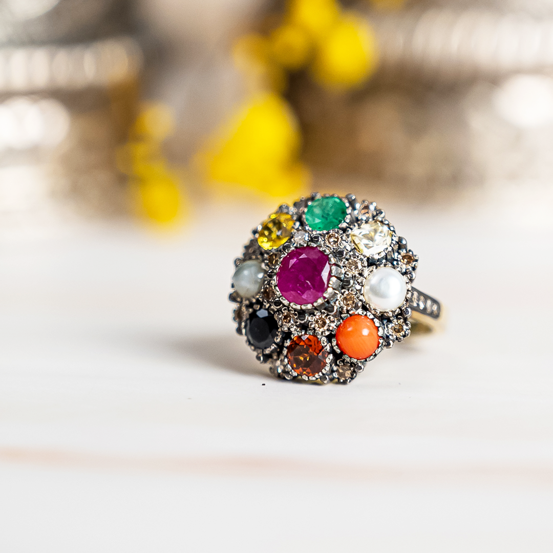 Vintage Polki Navratan Ring