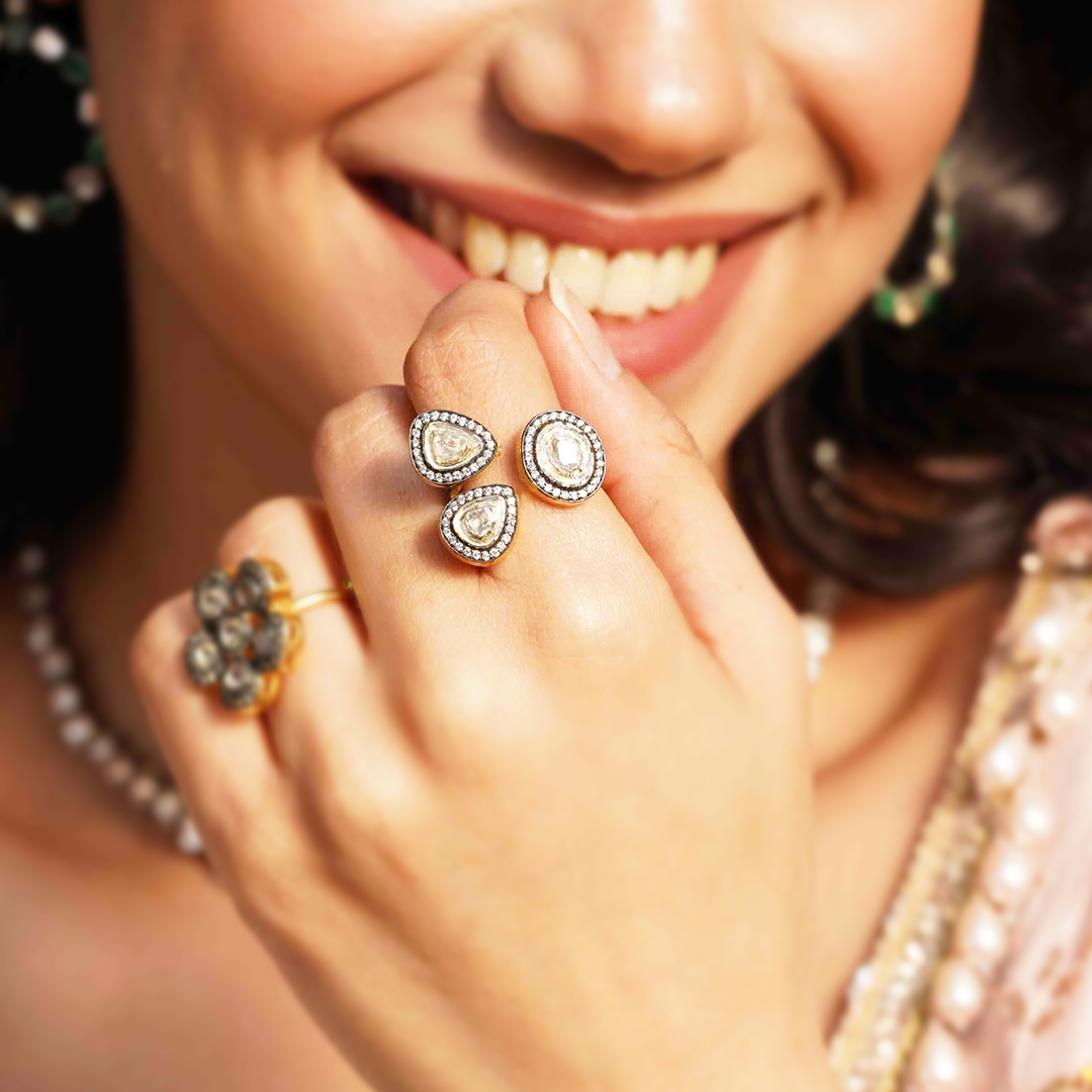 Asymmetric Polki Ring